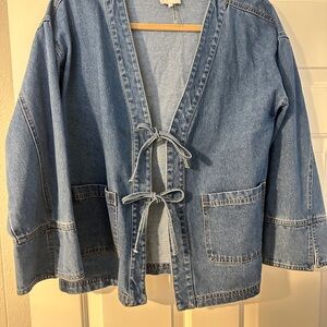Entro Blue Tie-Front Jean Jacket